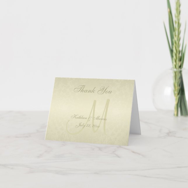 Gold Monogram Wedding Thank You Card (Front)