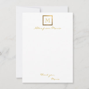 Gold Monogram White Personalized Note Cards