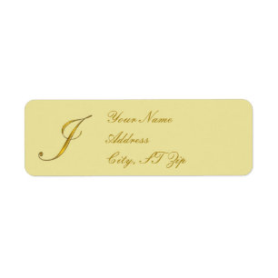 Gold Monogramme J Customisé Adresse de retour Étiq