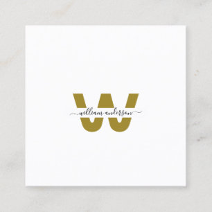 Gold Monogrammed Design Trendy Modern Chic Plain Square Business Card