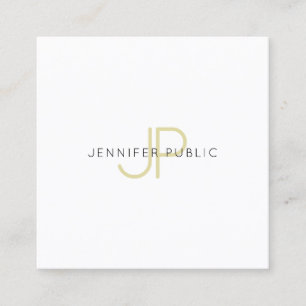 Gold Monogrammed Design Trendy Modern Chic Plain Square Business Card