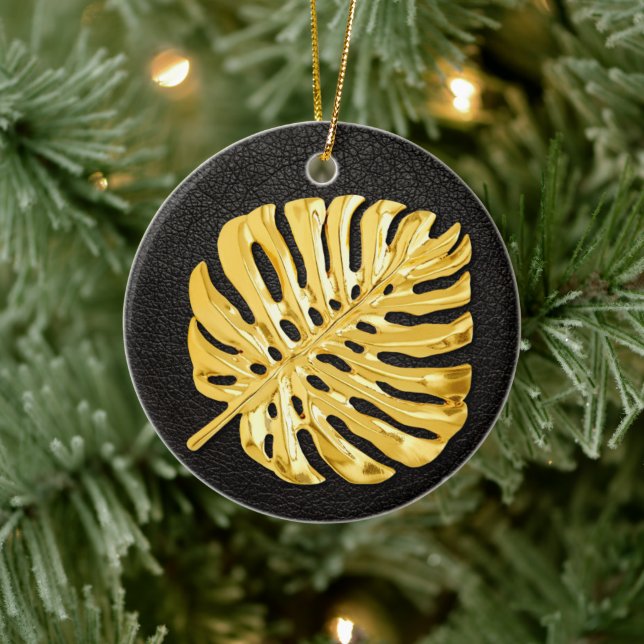 Gold Monstera Ceramic Ornament (Tree)