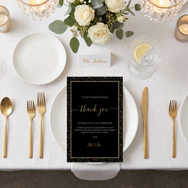 Gold monstera feuille Mariage merci Table Card (Gold monstera leaf Wedding thank you Table Card.)