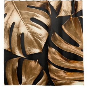 Gold monstera leaves pattern