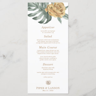 Gold Monstera Tropical Oasis Flower Wedding Menu