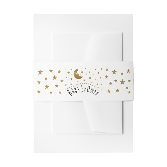 Gold Moon and Stars Baby Shower Invitation Belly Band (Front Example)