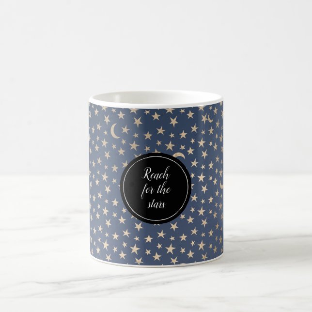 Gold Moon and Stars Night Sky Coffee Mug (Center)