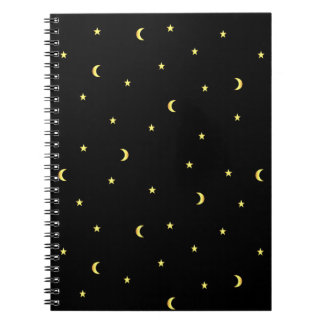 Gold Moon and Stars Notebook
