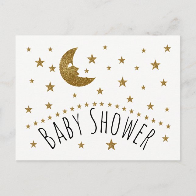 Gold Moon et étoiles Baby shower Invitation (Devant)