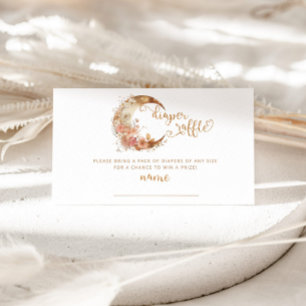 Gold moon floral diaper raffle ticket enclosure card