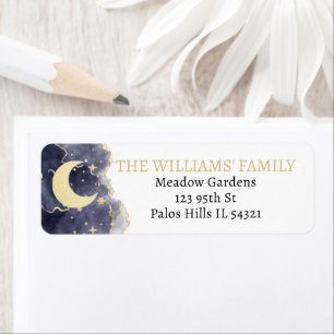 Gold moon night baby shower return address labels