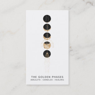 *~* Gold Moon Phases Glitter Cosmic Universe Business Card