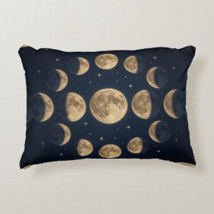 🌙 Gold Moon Phases Mystical Celestial Style 🌙 Accent Pillow