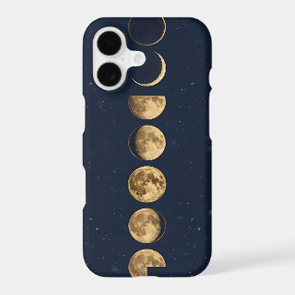 Gold Moon Phases Phone Case | Midnight Blue