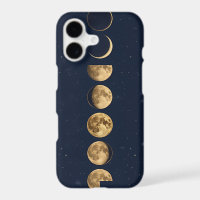 Gold Moon Phases Phone Case | Midnight Blue