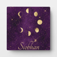 Gold Moon Phases Purple Stars Personalized