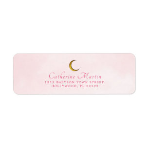 Gold Moon Pink Watercolor Baby Shower Label