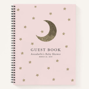 Gold Moon & Stars Baby shower rose Livre d'or