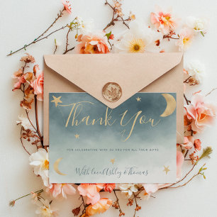 Gold moon stars bleu photo merci baby shower