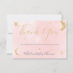 Gold moon stars pink photo thank you baby shower