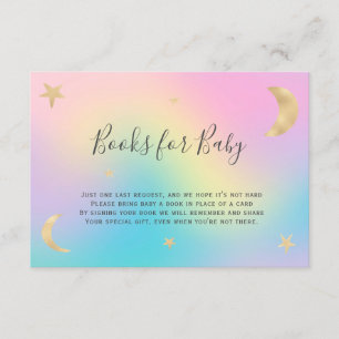 gold moon stars rainbow bring a book baby shower enclosure card