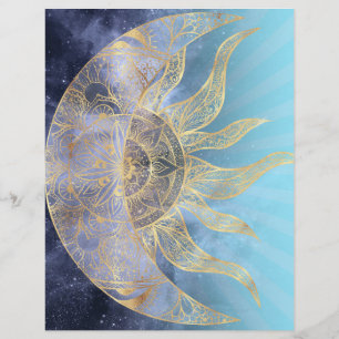 Gold Moon Sun Mandala Celestial Design Letterhead