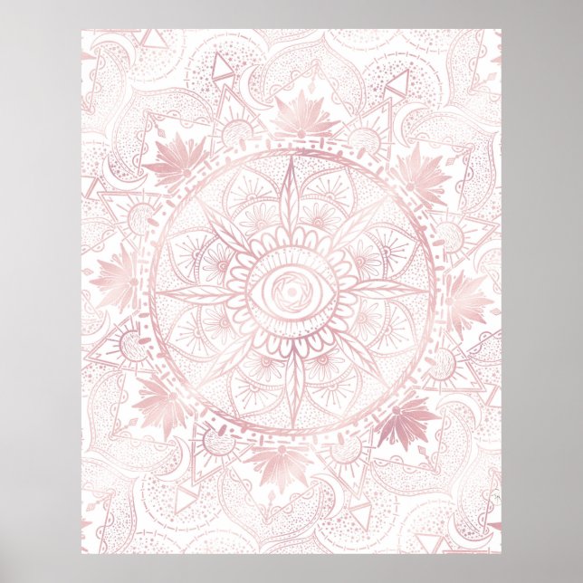 Gold Moon Sun Mandala Celestial Design Poster (Front)