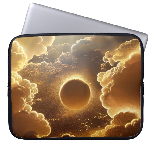 GOLD MOON WITH STORM CLOUDS LAPTOP SLEEVE (Front)