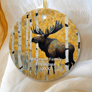 Gold Moose  Ceramic Ornament