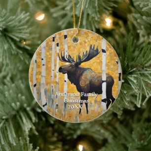 Gold Moose  Ceramic Ornament