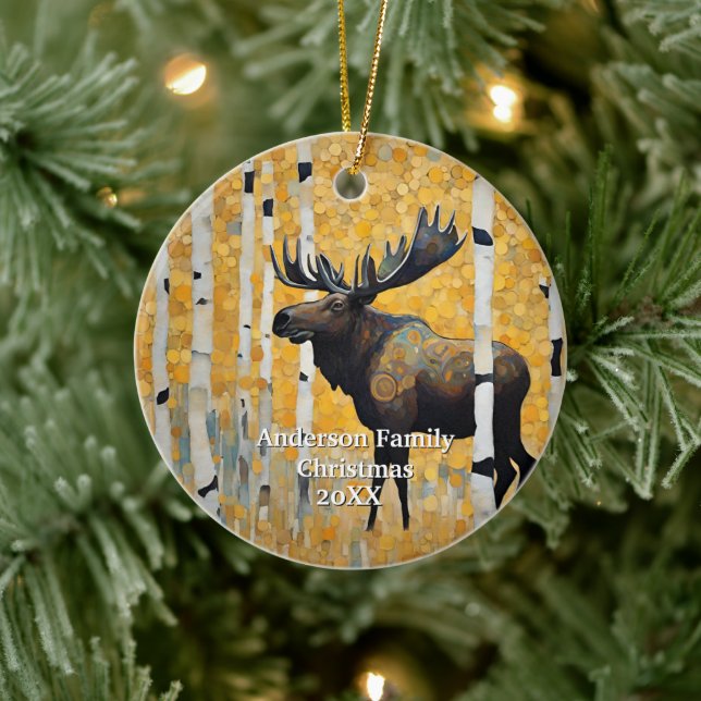 Gold Moose  Ceramic Ornament (Tree)