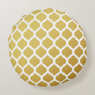 Gold Moroccan Pattern Round Pillows