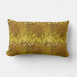 Gold Mosaic Elegant Glam Aesthetic Luxury Modern Lumbar Pillow