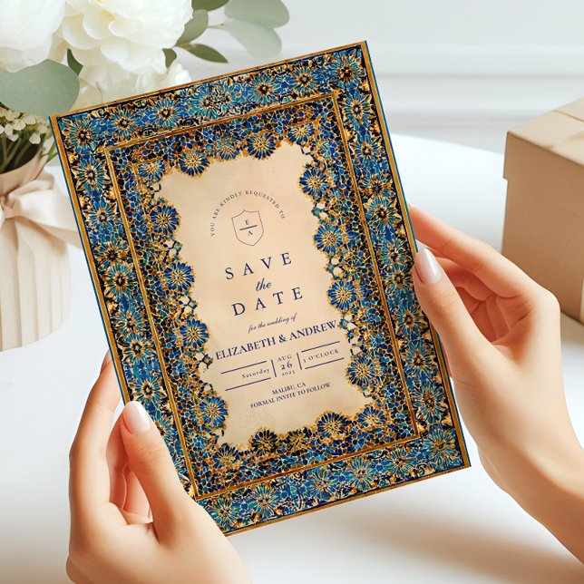 Gold Mosaic Islamic Wedding Save The Date (Creator Uploaded)