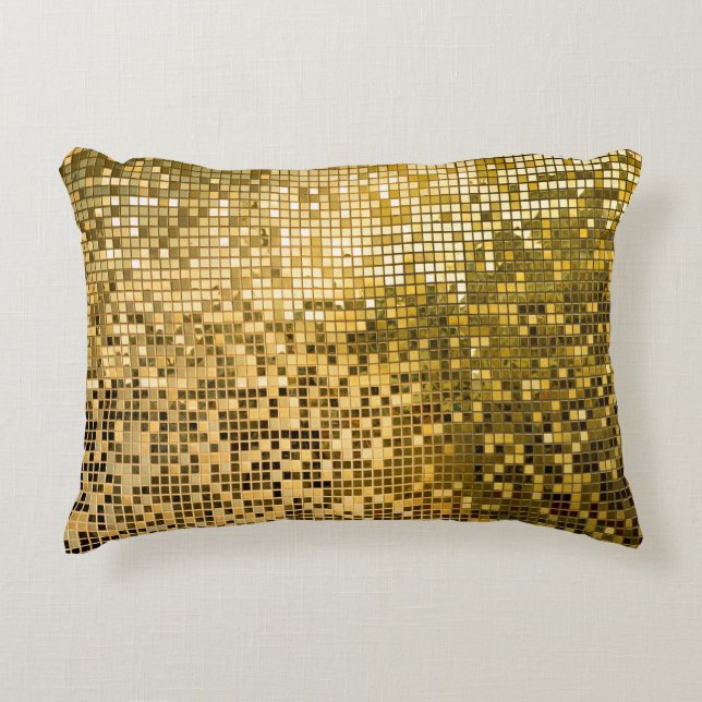 Gold Mosaic: Square Tiles Texture. Accent Pillow (Front)