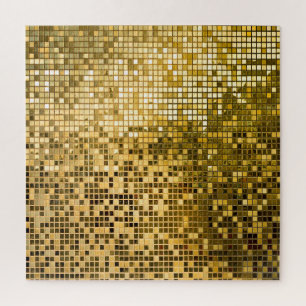 Gold Mosaic: Square Tiles Texture. Jigsaw Puzzle