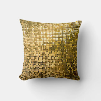 Gold Mosaic: Square Tiles Texture. Throw Pillow