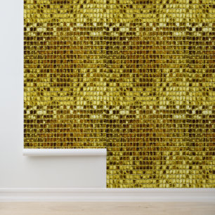 Gold Mosaic Tiles Elegant Modern peel and stick Wallpaper