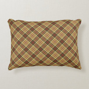 Gold, Moss Green, and Red Plaid Accent Pillow
