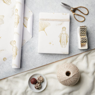 Gold Mother Mary Wrapping Paper