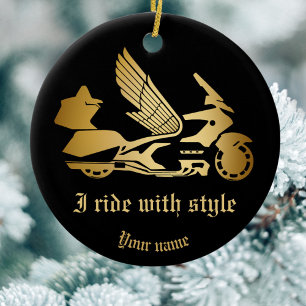 Gold Motorcycle Wings Christmas Ornament goldwing
