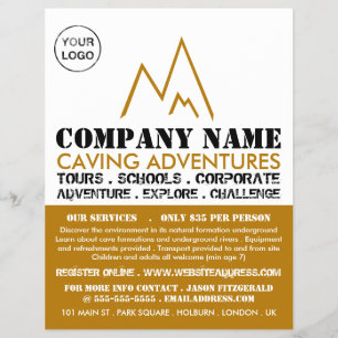 Gold Mountain Logo, Caving Adventure Advertising Flyer