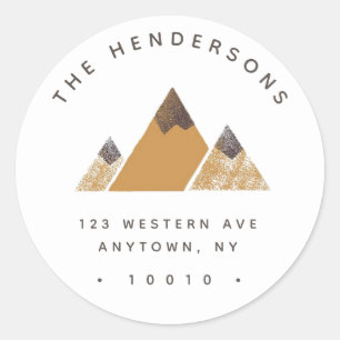 Gold Mountain Round Return Address Label