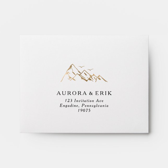 Gold Mountain Self Addressed RSVP Envelope (Front)