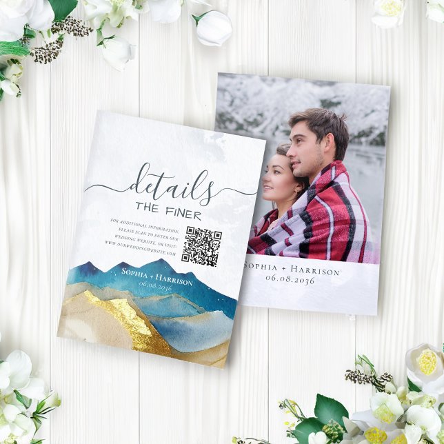 Gold Mountains Wedding Details Information QR Code Enclosure Card (Creator Uploaded)