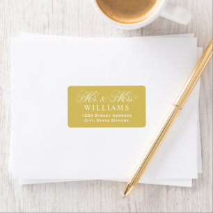 Gold Mr and Mrs Script Wedding Return Address Label