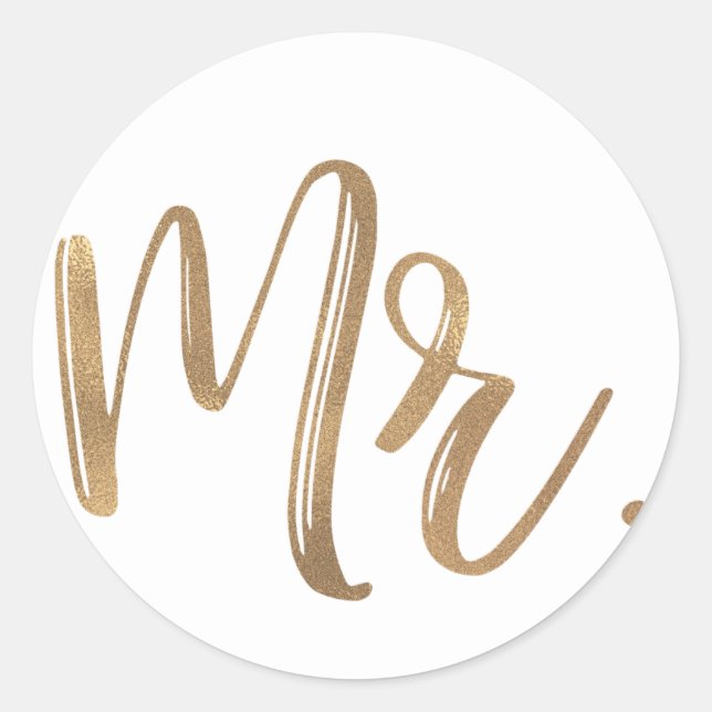Gold MR. Typography Wedding Groom Groomsman Classic Round Sticker (Front)