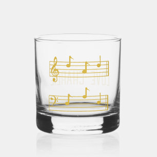 GOLD MUSIC LOVER DAD GIFT PIANO MUSICAL NOTES WHISKEY GLASS