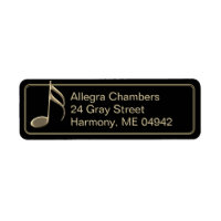 Gold Music Note Black Return Address Label
