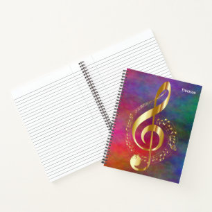 Gold Music Note Customize & Personalize Notebook